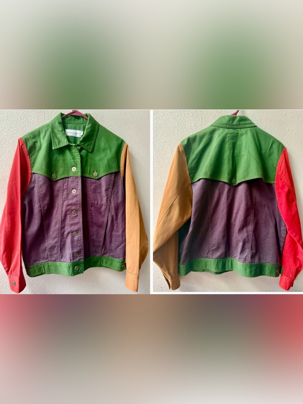 VINTAGE HOWARD WOLF MADE IN USA COLOR BLOCK JACKET WOMEN’S LARGE*